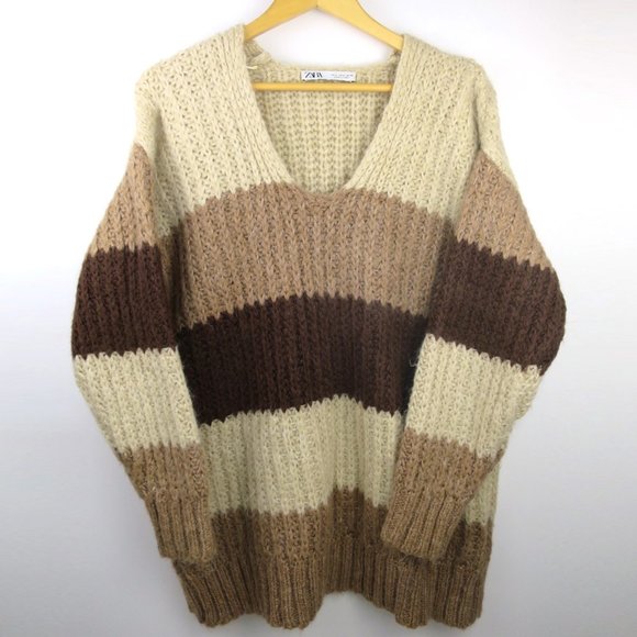 Zara Oversized Loose Fit Striped Sweater S - Picture 4 of 6